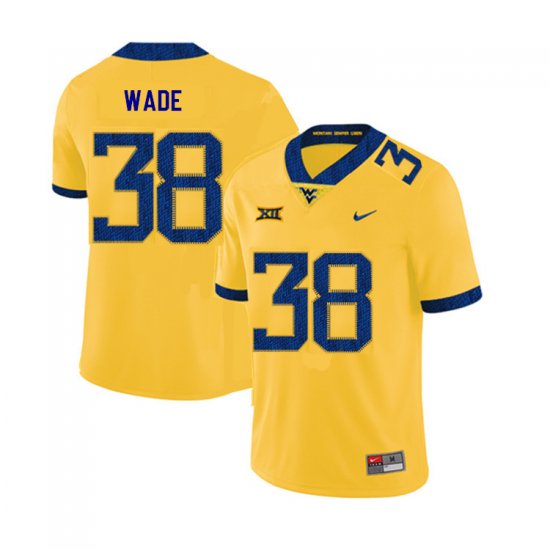 Men's West Virginia Mountaineers NCAA #38 Devan Wade Yellow Authentic Nike 2019 Stitched College Football Jersey UQ15H38VF